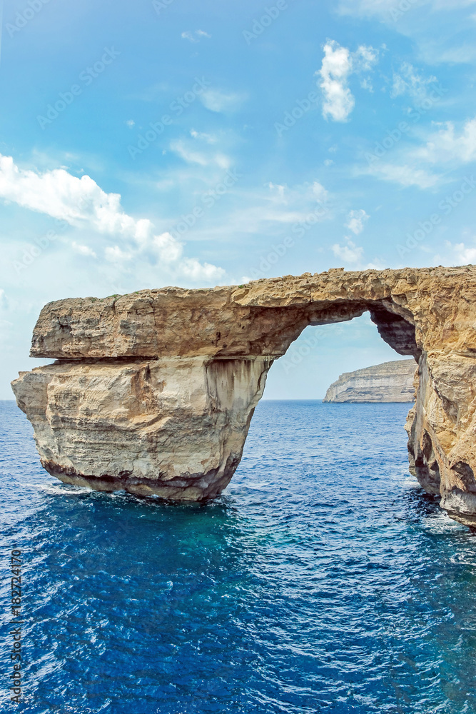 landscape of blue window in ocean in gozo malta - obrazy, fototapety, plakaty 