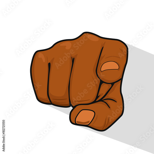 Hand of african american man pointing index finger at you