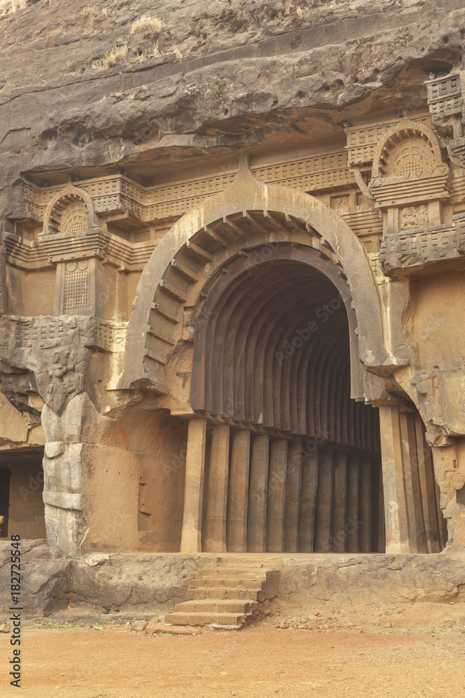 Entrance of the Bhaja buddhist cave monastery, Maharasthra, India