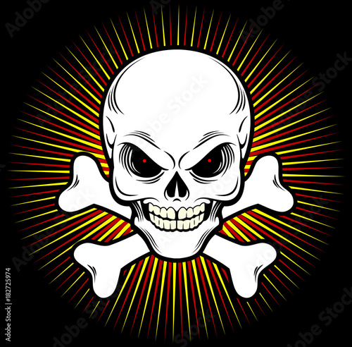 профиль мап Human skull and crossbones on the background of stars
