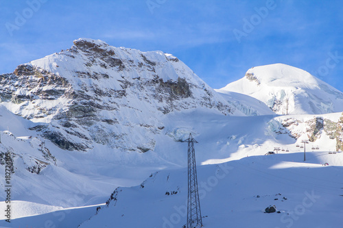 The mountain range in Saas Fee, Switzerland photo