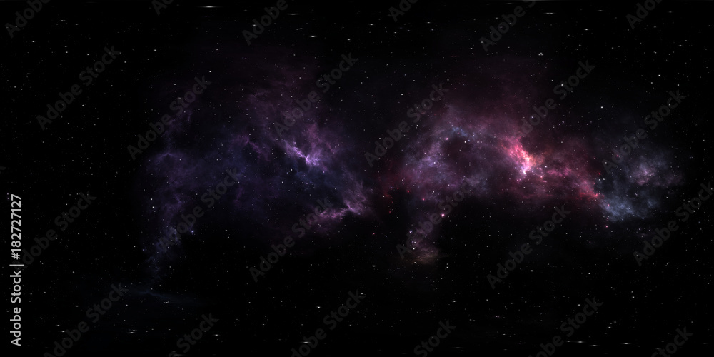 Fototapeta premium Układ gwiezdny i mgławica. Panorama, środowisko 360 ° Mapa HDRI. Rzut równomierny, panorama sferyczna. 3d ilustracja