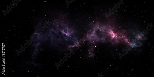 Fototapeta Naklejka Na Ścianę i Meble -  Stellar system and nebula. Panorama, environment 360° HDRI map. Equirectangular projection, spherical panorama. 3d illustration