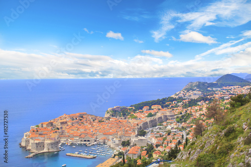 Beautiful view of the historic city of Dubrovnik  Croatia on a sunny day.