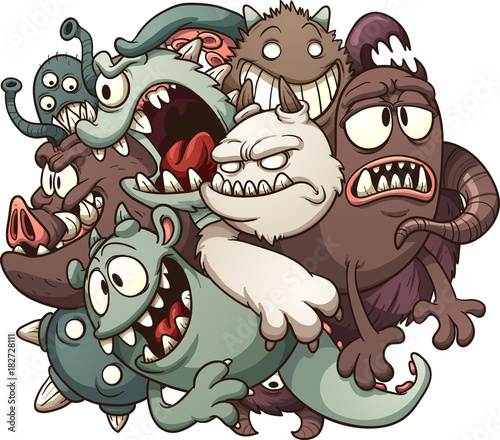 Obraz na płótnie Cartoon ball of monsters