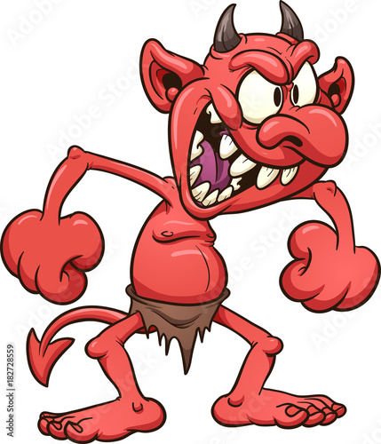 Crazy cartoon devil. Vector clip art illustration with simple gradients ...