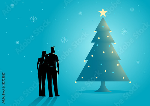 Couple Near Christmas Tree