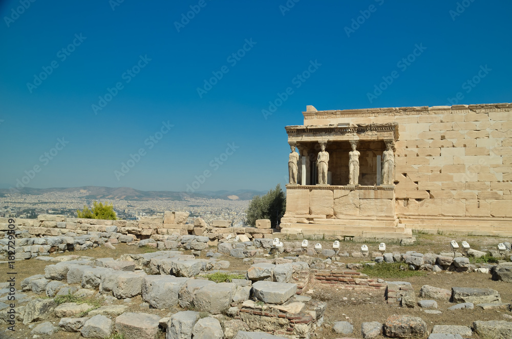 Fototapeta premium parthenon in Athens greece ancient monuments caryatids