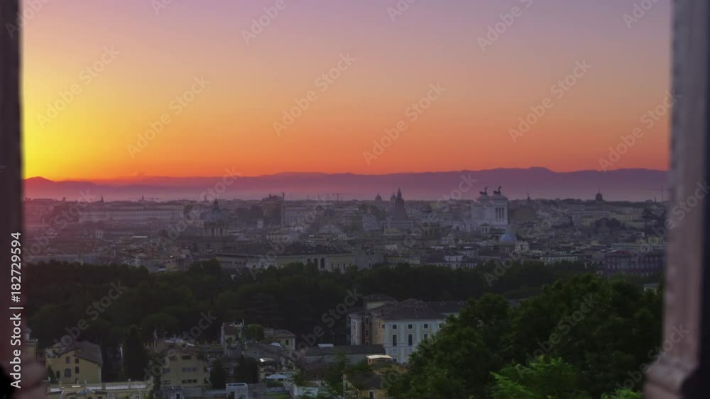rome city at sunrise timelapse view through window rome city at sunrise timelapse view through window