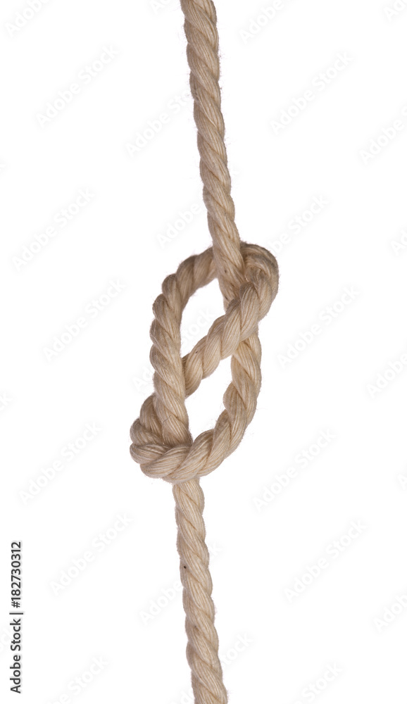 Knotted rope isolated on white