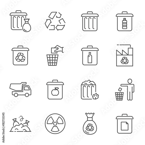 Garbage and recycling icons