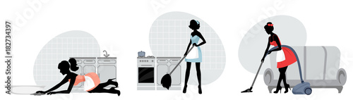 Women cleaning floors