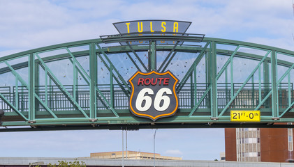 Aluminium schilderij Route 66 Beroemde Route 66 brug Tulsa  © 4kclips