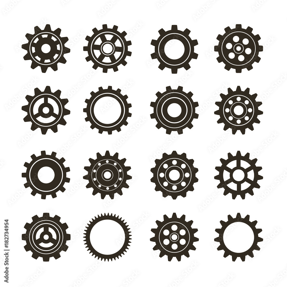 Set of gears on a white background. Vector illustration. Set of gears on a white background. Vector illustration.