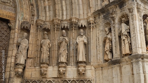 Saints sculptures of cathedral in Morella, Spain