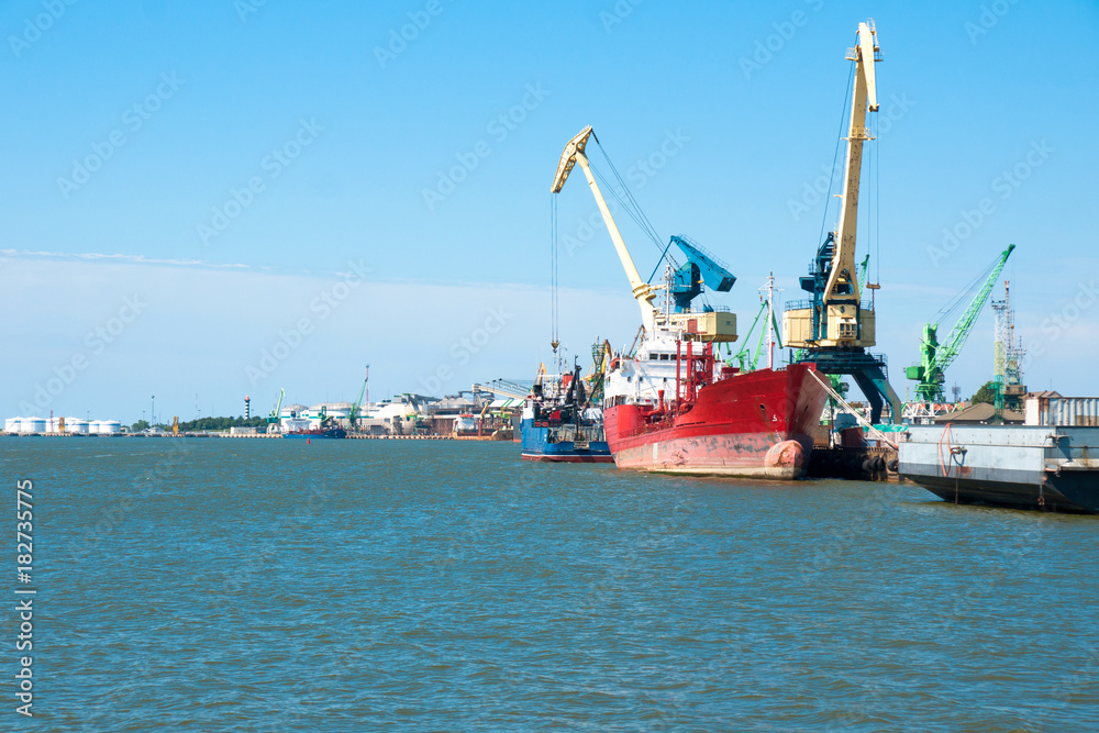 Port of Klaipeda in the Baltic Sea on  sunny summer day, Lithuania