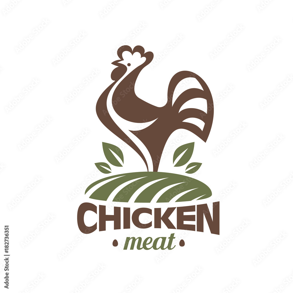 Fototapeta premium cockerel and chicken logo template, stylized vector symbol