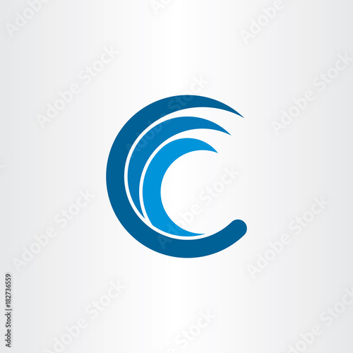 c letter logo water wave blue icon vector