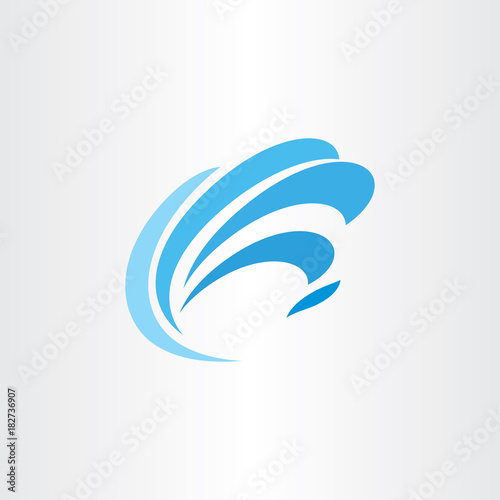 logo blue water wave tourism symbol element