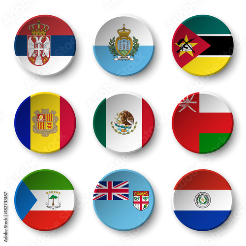 Set of world flags round badges ( Serbia . San marino . Mozambique . Andorra . Mexico . Oman . Equatorial Guinea . fiji . Paraguay ) Free Download Set of world flags round badges ( Serbia . San marino . Mozambique . Andorra . Mexico . Oman . Equatorial Guinea . fiji . Paraguay ) - GFXLoad