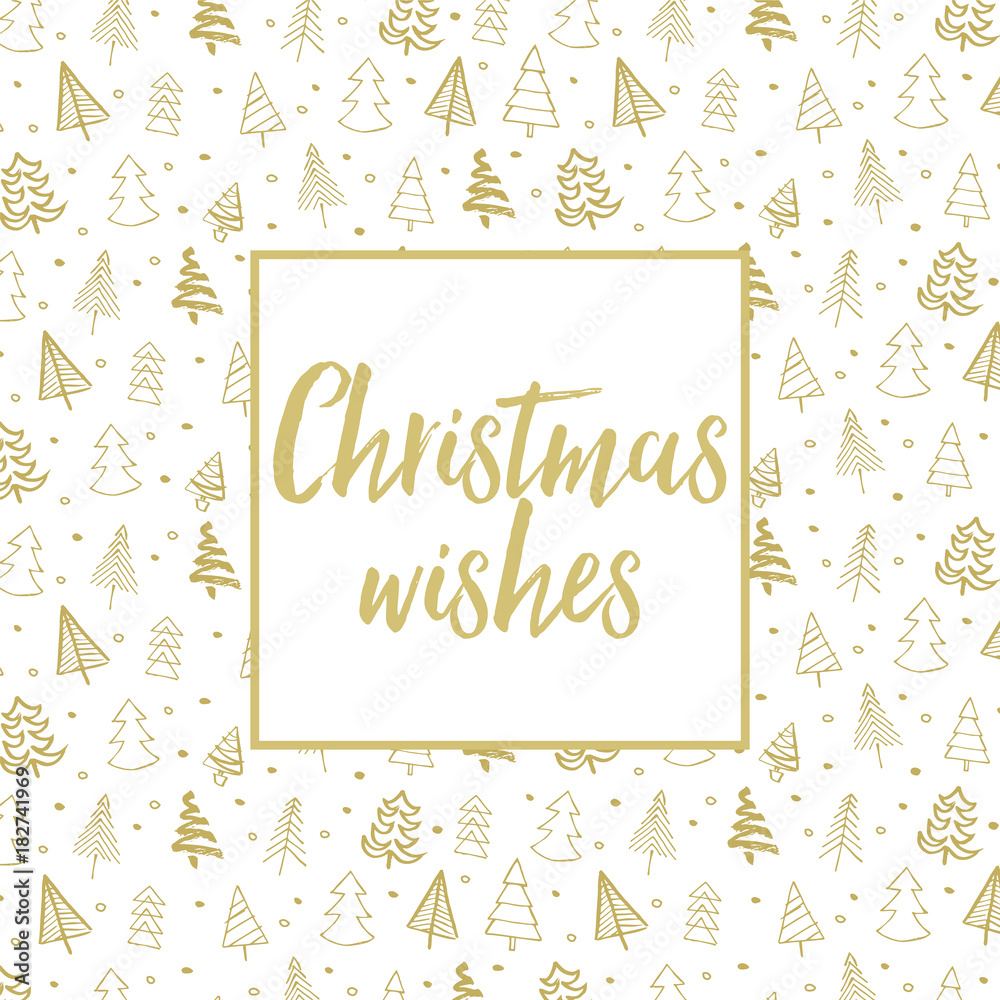 Obraz premium Hand drawn Christmas tree background with message