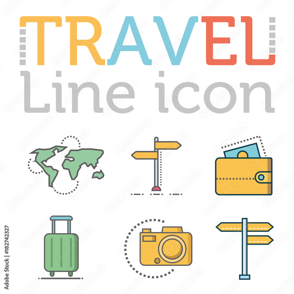 Travel line icons concept Travel line icons concept