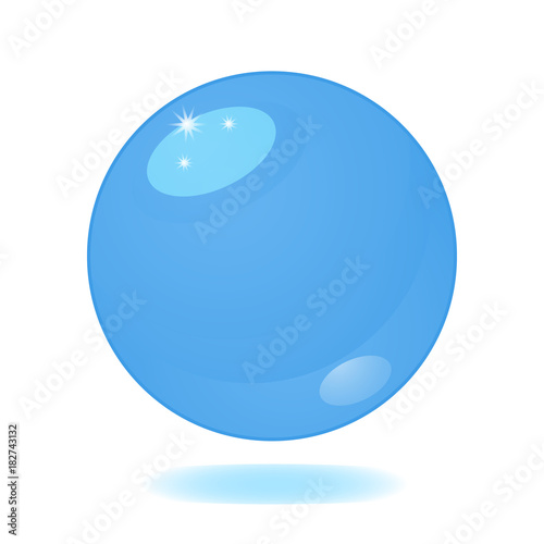 Flat simple image with Magic blue ball isolated on white background with shadow. Colorful picture with glass object. Vector illustration with fortune-telling attribute. Mystical and mysterious object.