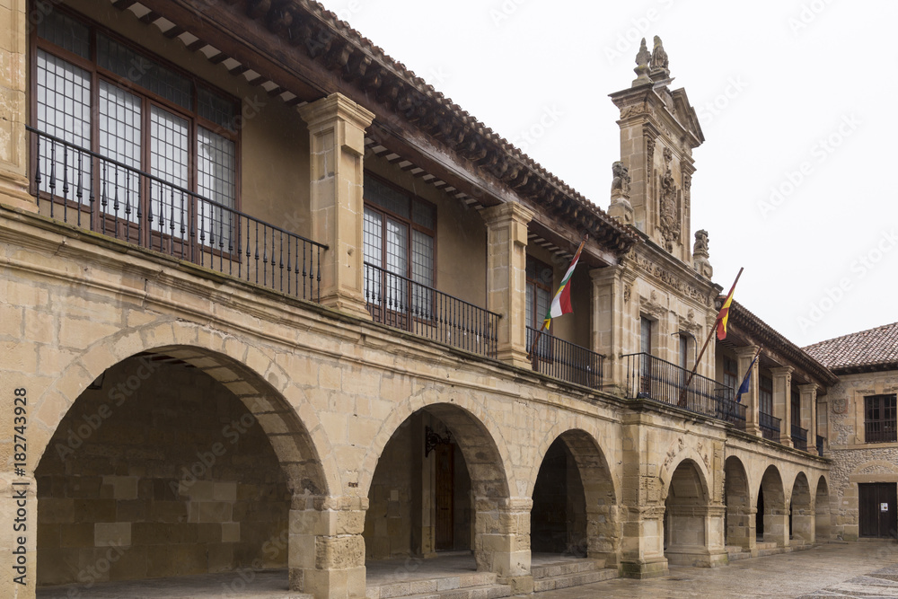 facade of institutional building in Santo Domingo de la Calzada, Rioja, Spain