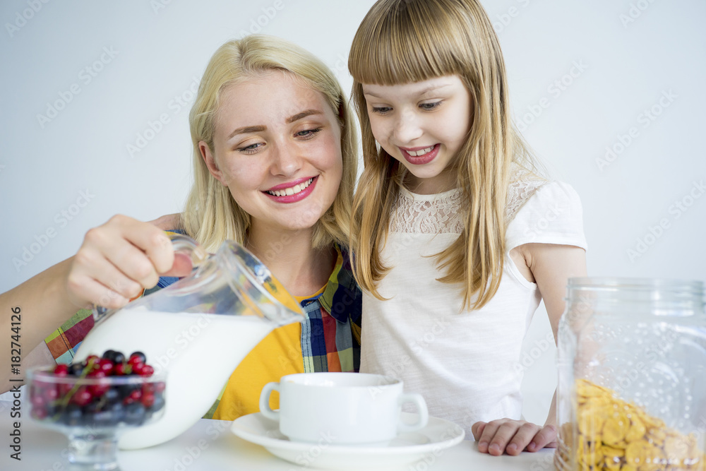 Family having breakfast