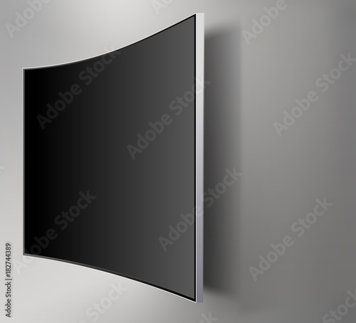 Black LED tv television screen blank on walll background
