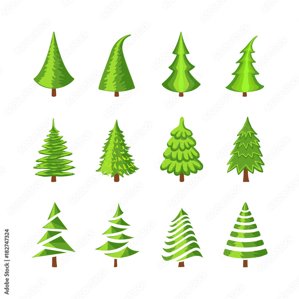 Christmas tree icons set