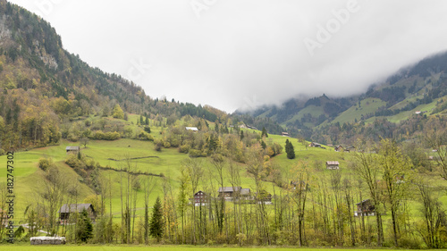 Beautiful view of countryside village and mountain at autumn in Engelberg, Switzerland © tonefotografia
