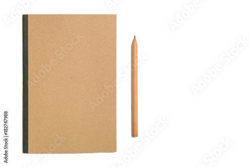 Notebook with pencil isolated on white background © bohbeh
