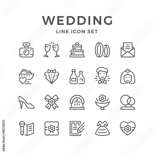 Set line icons of wedding