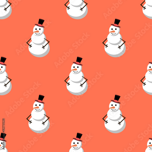 cute snowman Merry Christmas seamless pattern background, holiday decoration in retro style. Flat design, vector illustration EPS10