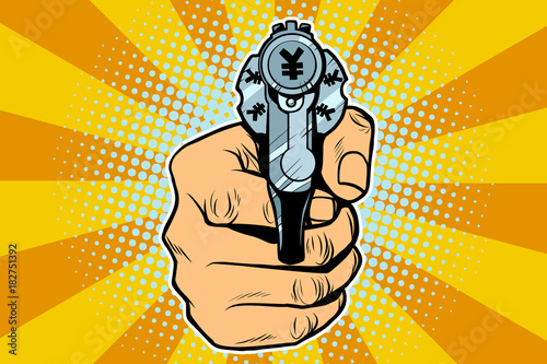 yen currency money Finance revolver in hand