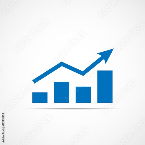 Growing bar graph icon. Vector illustration.