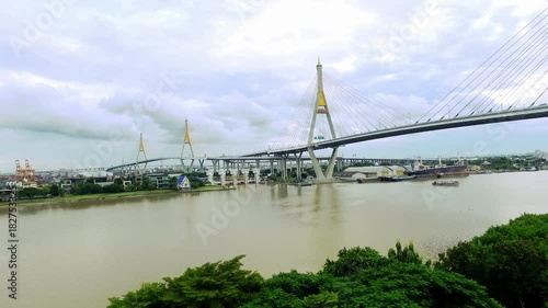 Wallpaper Mural Aerial Shot : Bhumibol Bridge in Samut Prakan, Thailand Torontodigital.ca