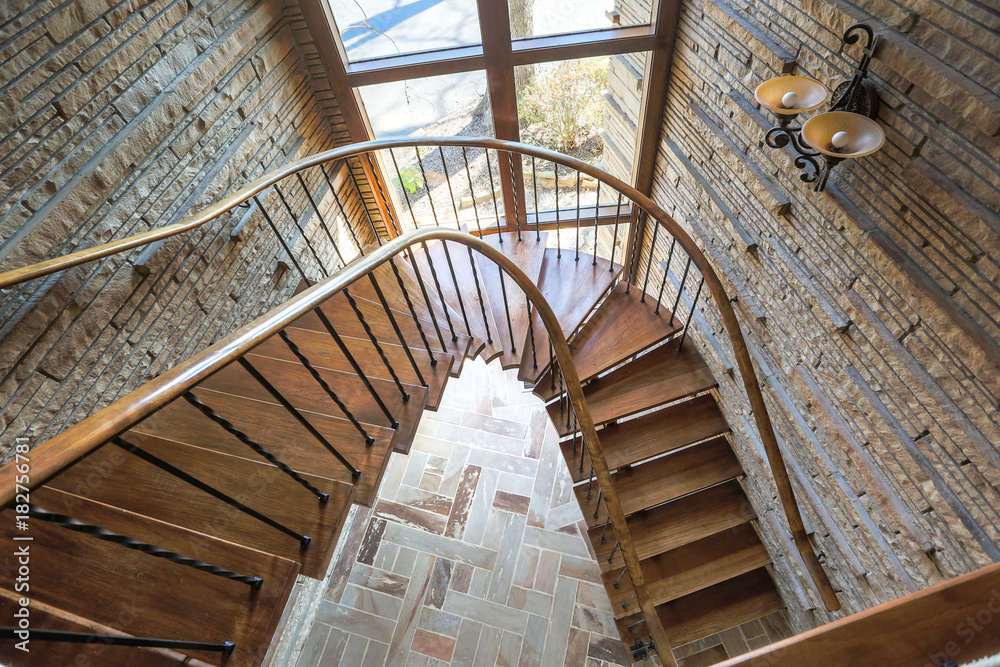 Fototapeta premium spiral staircase inside a house