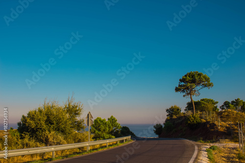 Road. Summer landscape. Costa del Sol, Andalusia, Spain.