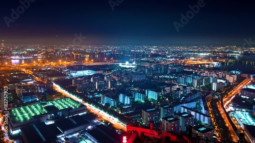 Wallpaper Mural Time-lapse of Osaka City and Osaka Bay at night Torontodigital.ca