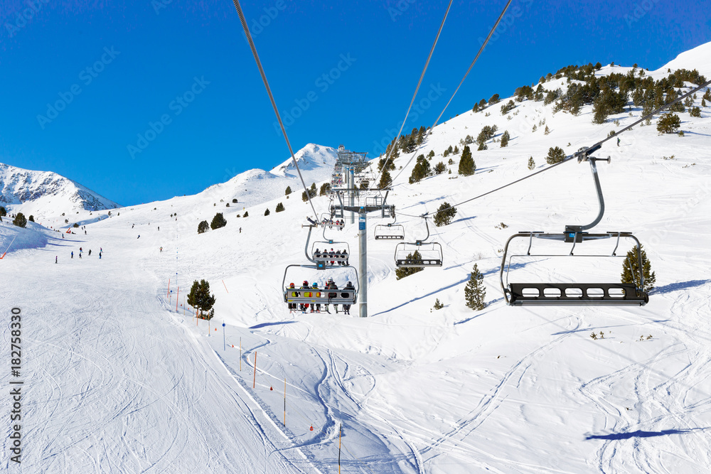 Chair alpine skiing lift.
