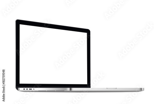 laptop with blank screen on white background - stock vector.