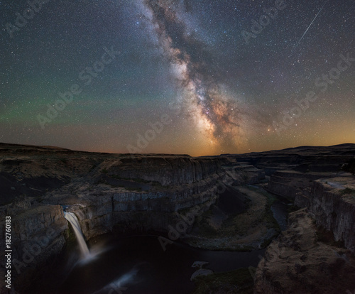 Palouse Falls under the Milky Way Galaxy in Washington State 