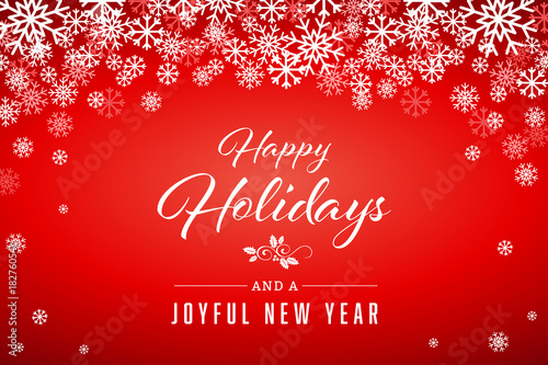Red Happy Holidays and Joyful New Year Vector Illustration 1