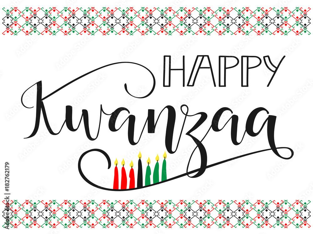 Happy Kwanzaa decorative greeting card. The celebration honors African ...