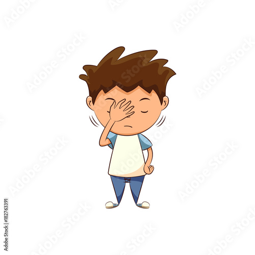 Child facepalm gesture