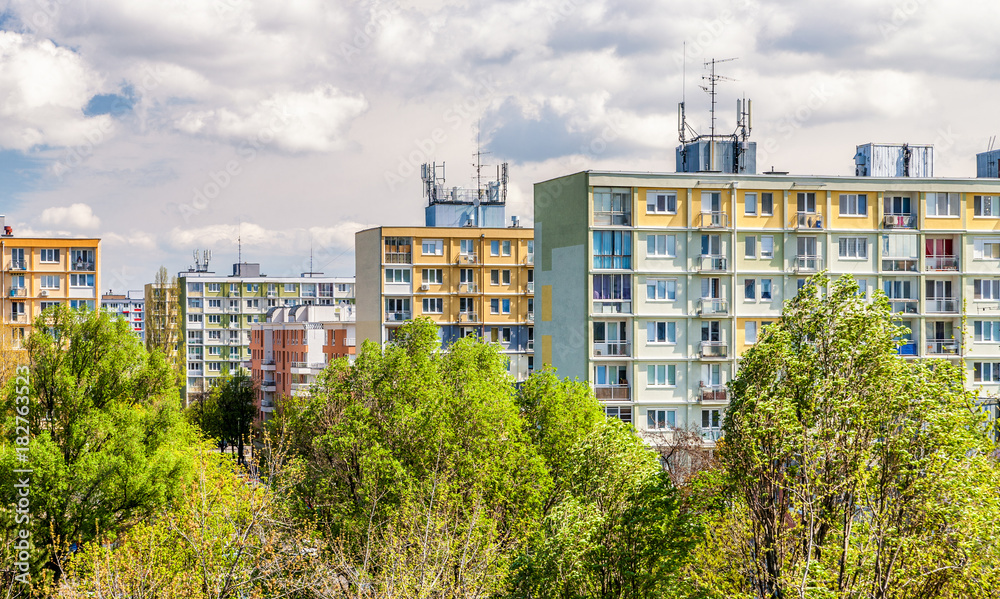 Colorful apartment houses in Bratislava, Slovakia
