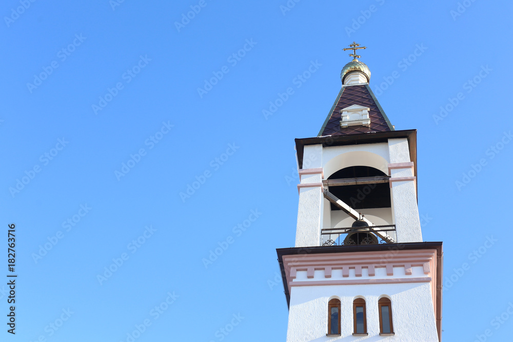 The Golden domes against the blue sky as the weather from sunlight. The Golden domes against the blue sky as the weather from sunlight.