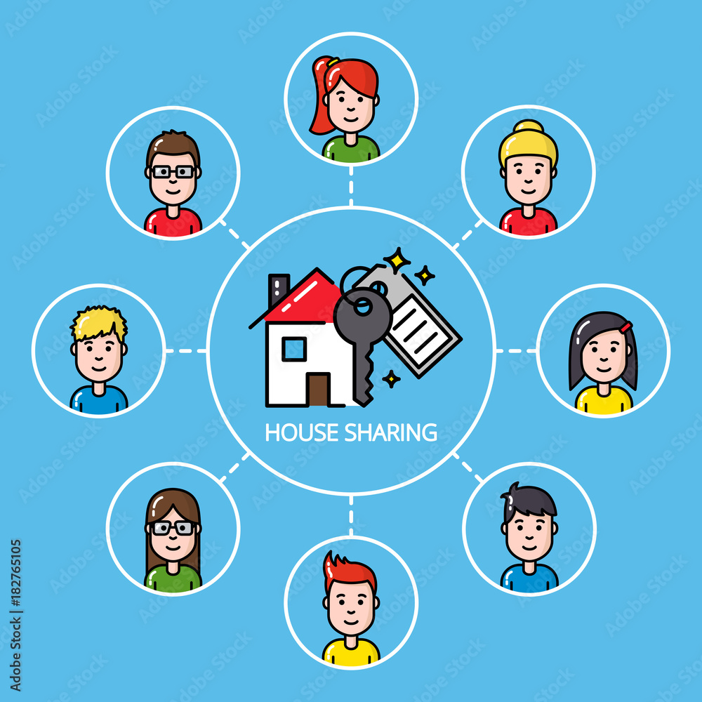 House sharing concept with group of people Stock Vector Adobe Stock